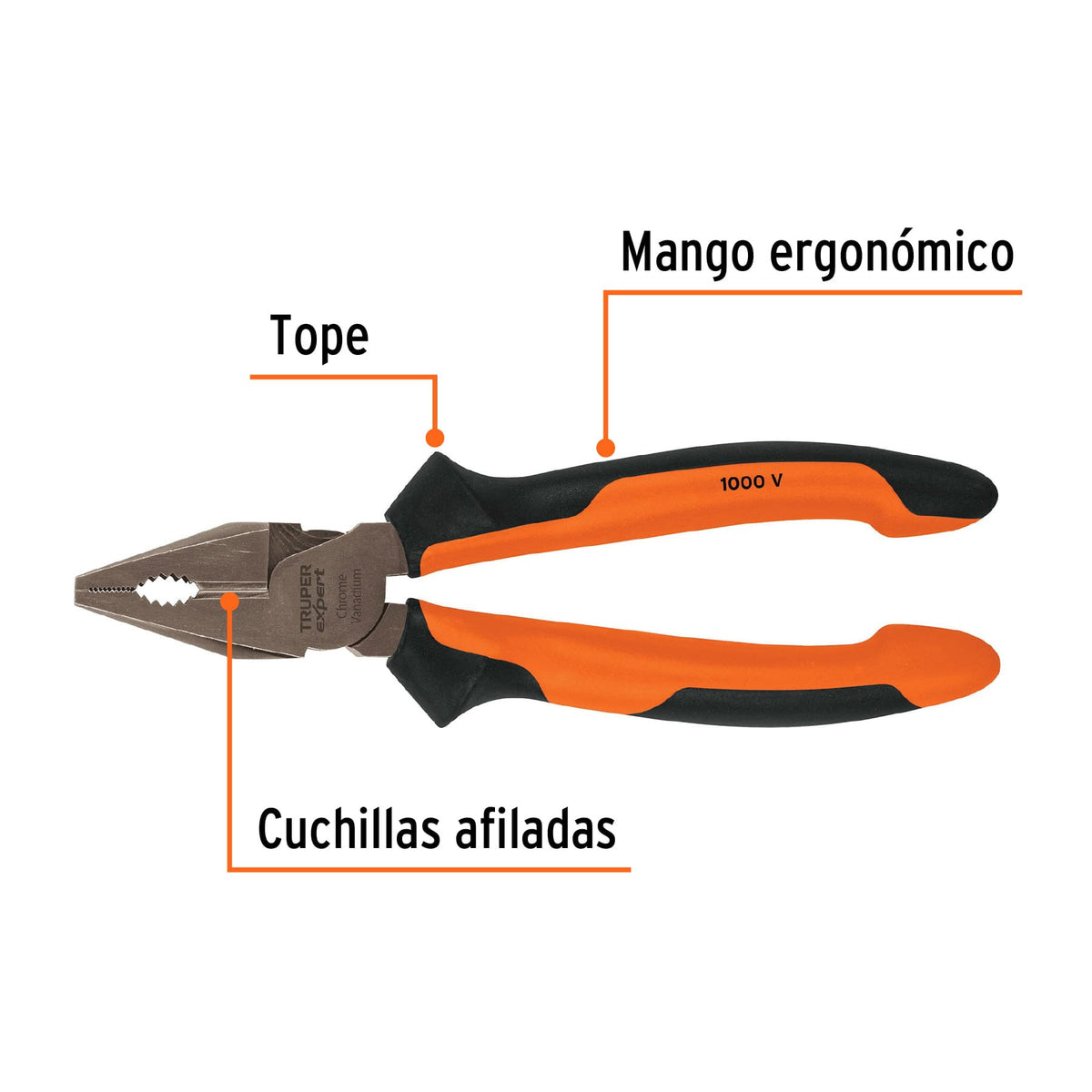  Pinza para electricista 8' alta palanca,Comfort Grip,Expert