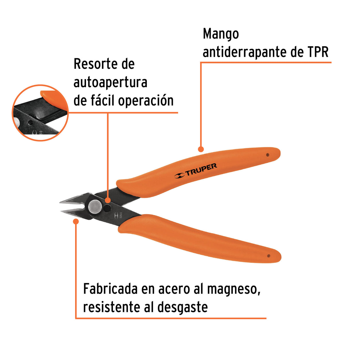Pinza 5' de corte para electrónica, Truper Expert