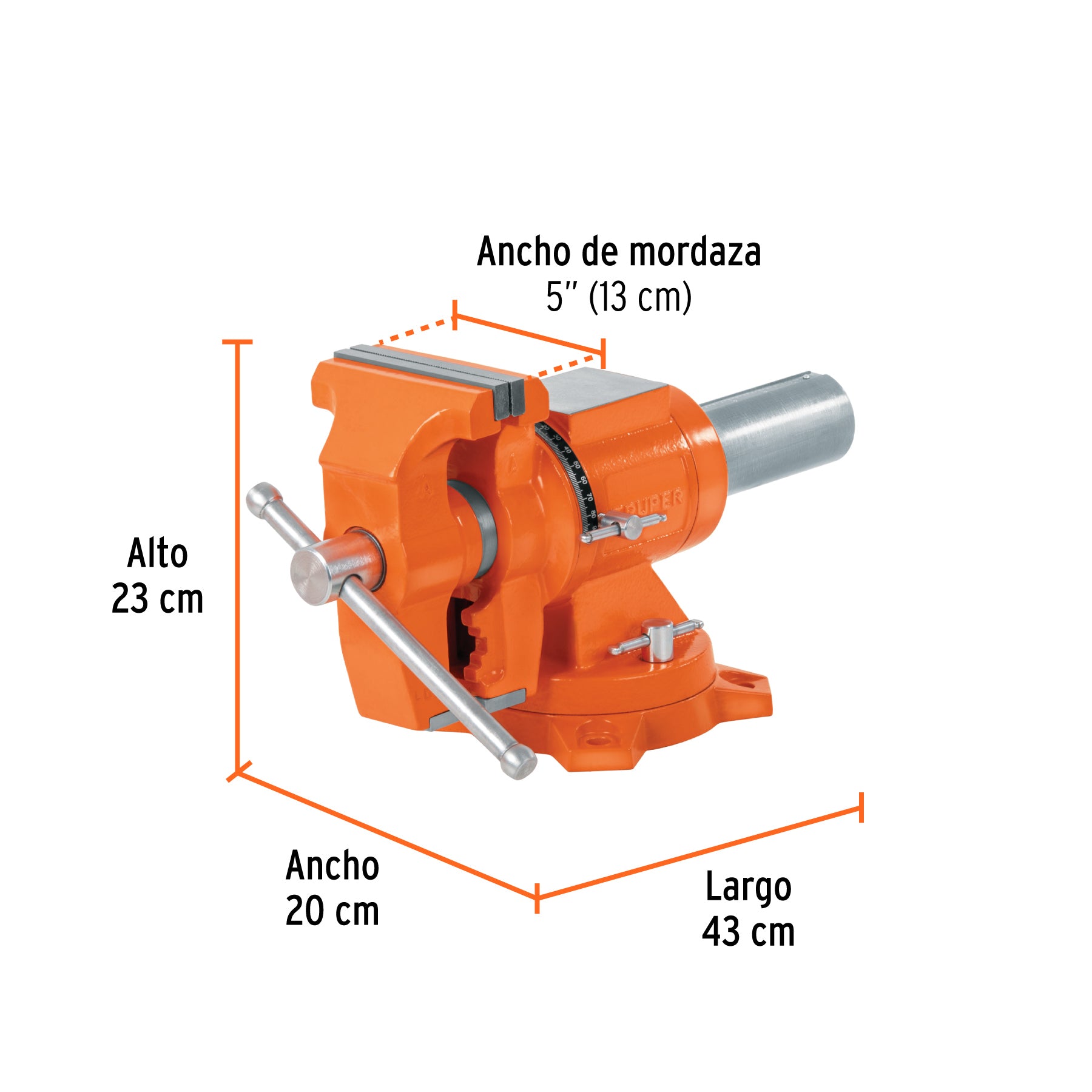 Tornillo de banco 5" multiproposito de hierro ductil Truper
