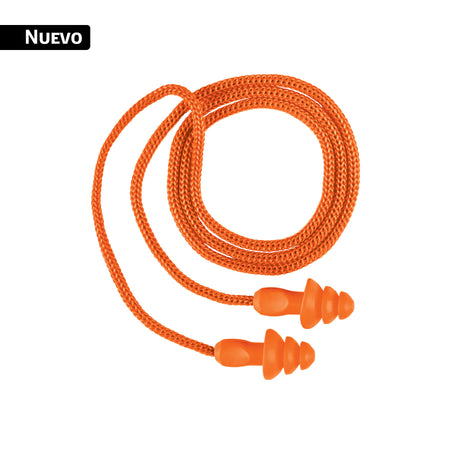Tapón auditivo reutilizable con cordón, caja 50 pz