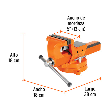 Tornillo de banco 5' industrial de hierro dúctil, Expert