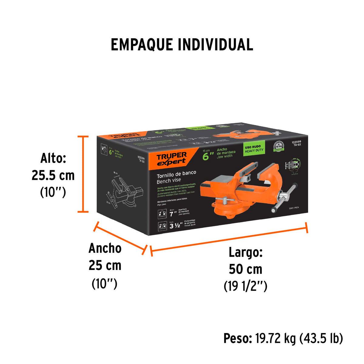 Tornillo de banco 6' industrial de hierro dúctil, Expert