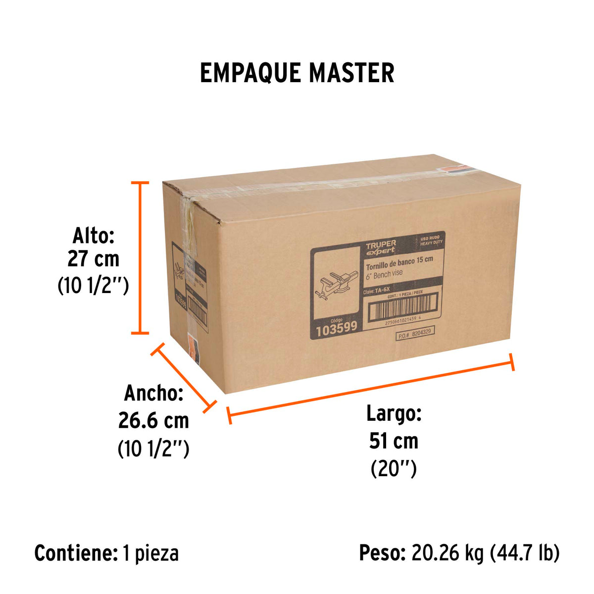 Tornillo de banco 6' industrial de hierro dúctil, Expert