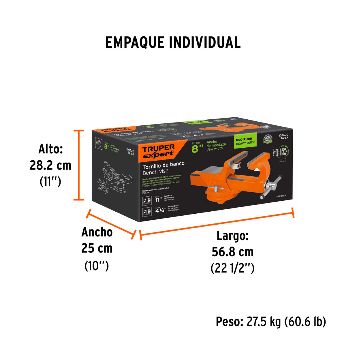 Tornillo de banco 8' industrial de hierro dúctil, Expert
