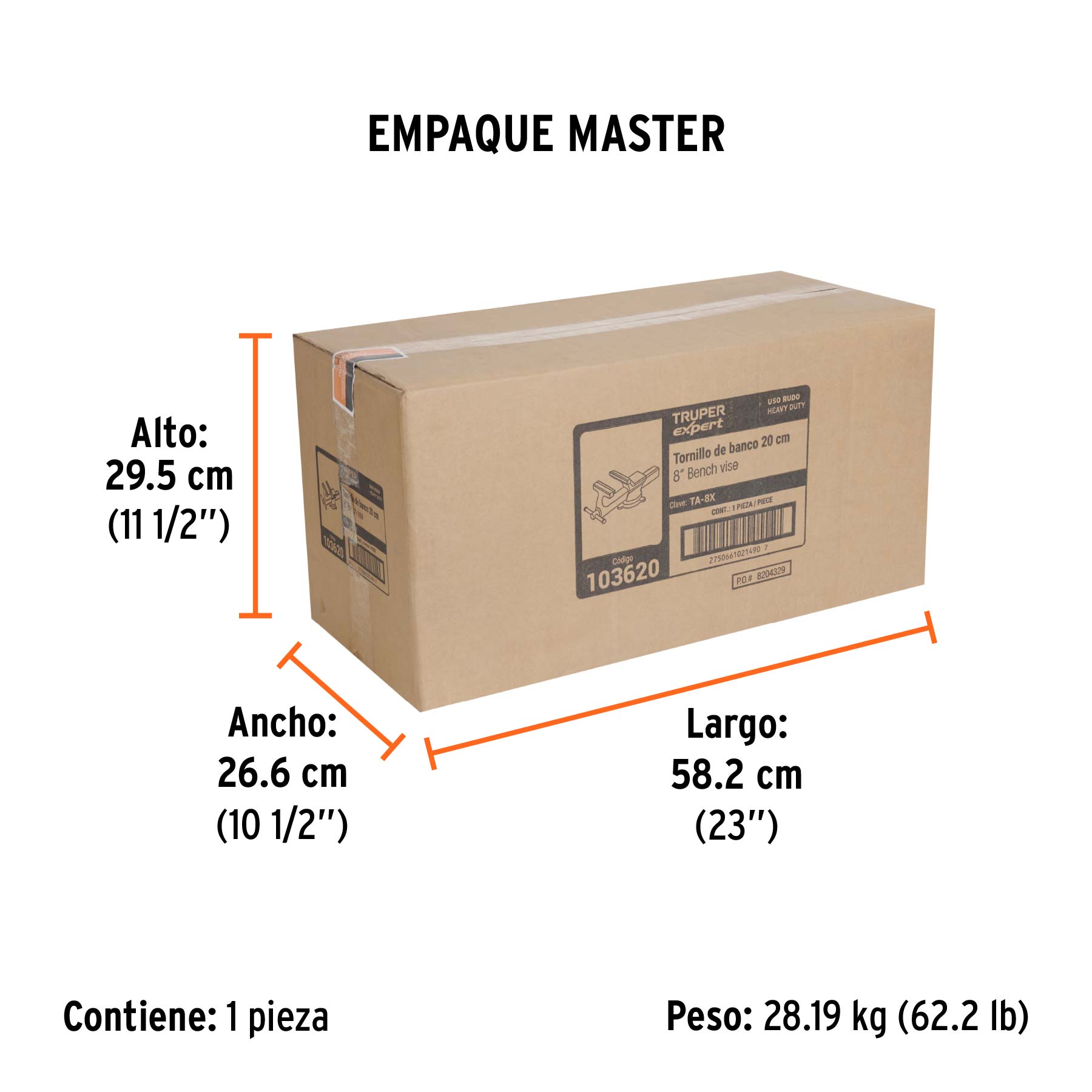 Tornillo de banco 8' industrial de hierro dúctil, Expert