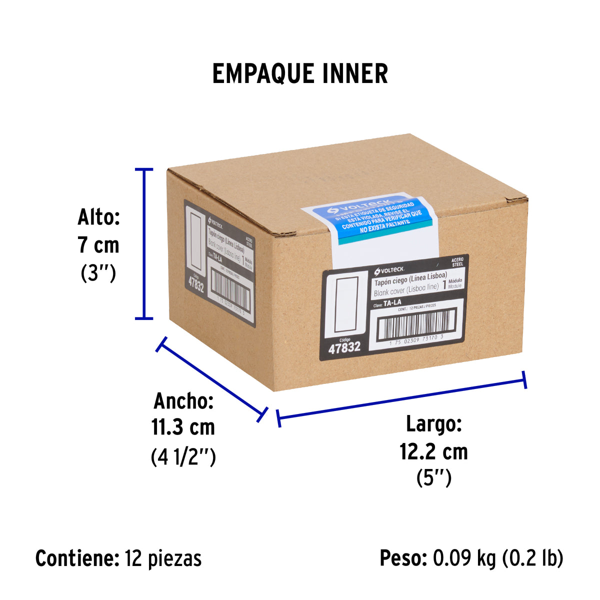 Tapón ciego acero inox de 1 módulo, línea Lisboa, Volteck