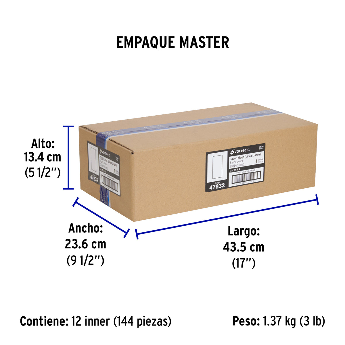 Tapón ciego acero inox de 1 módulo, línea Lisboa, Volteck