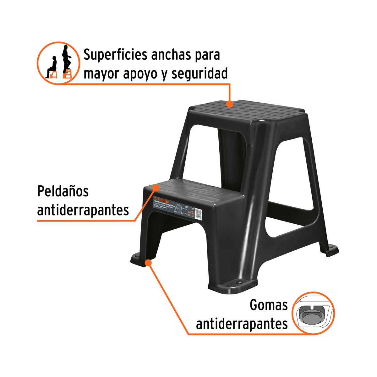 Taburete ligero de plastico 2 peldanos