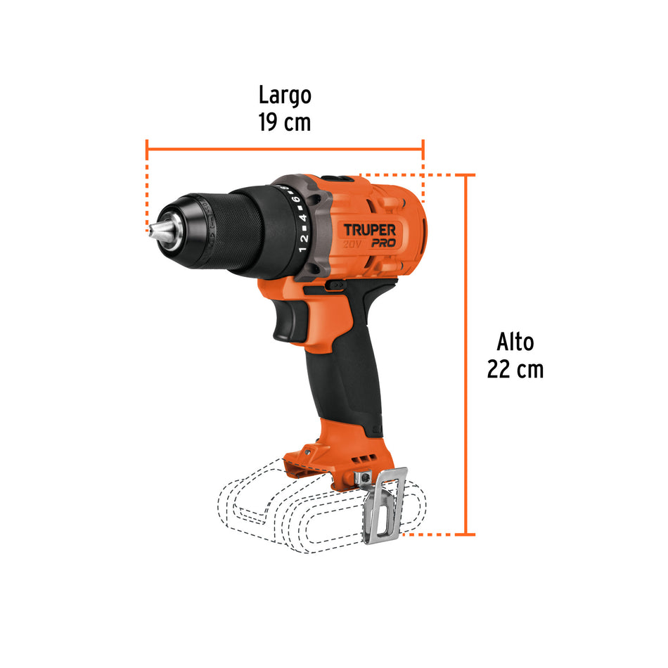 Taladro 1/2" 20V sin accesorios TRUPER PRO