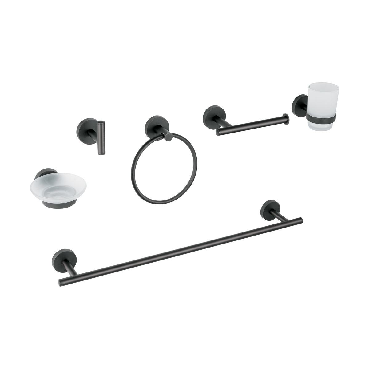 Juego de 6 accesorios para bano acabado FOSET TUBIG negro