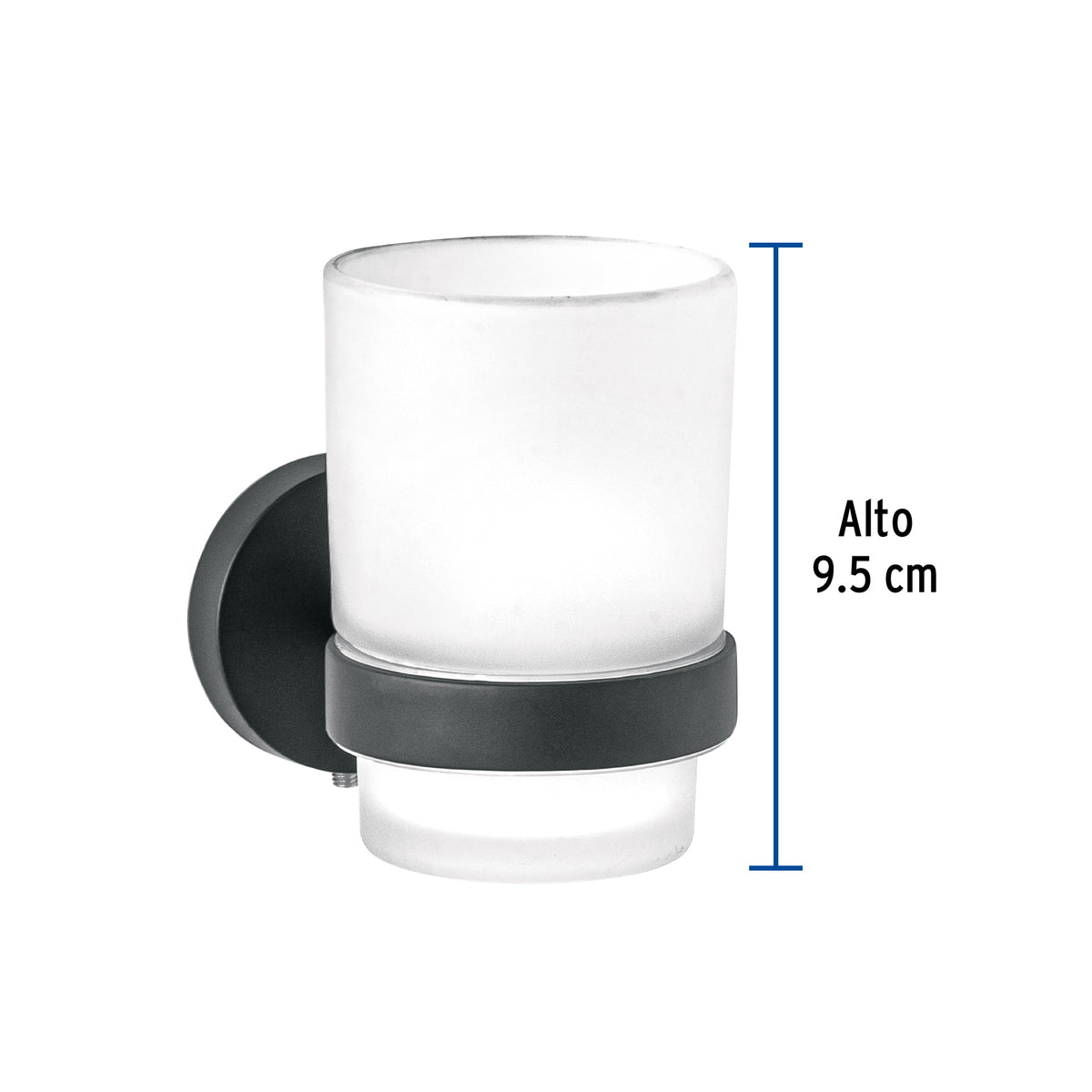 Portavaso cepillero con vaso de vidrio FOSET TUBIG negro