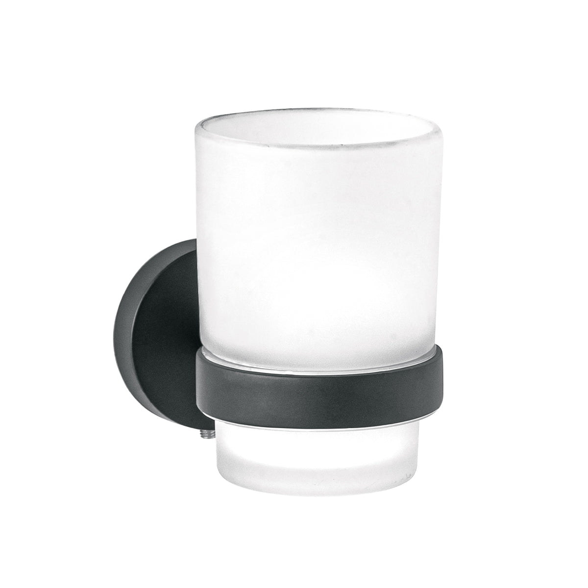 Portavaso cepillero con vaso de vidrio FOSET TUBIG negro