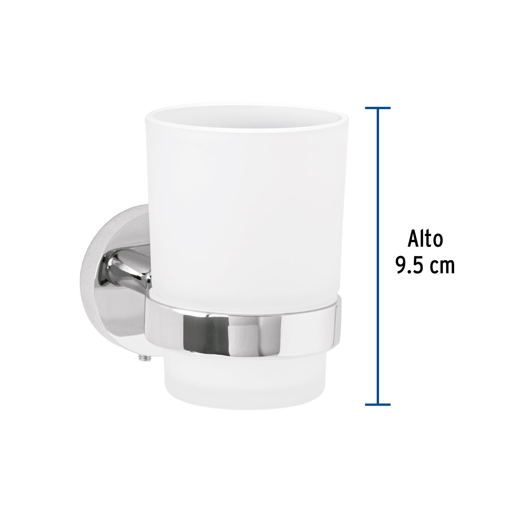 Portavaso cepillero con vaso de vidrio FOSET TUBIG cromo