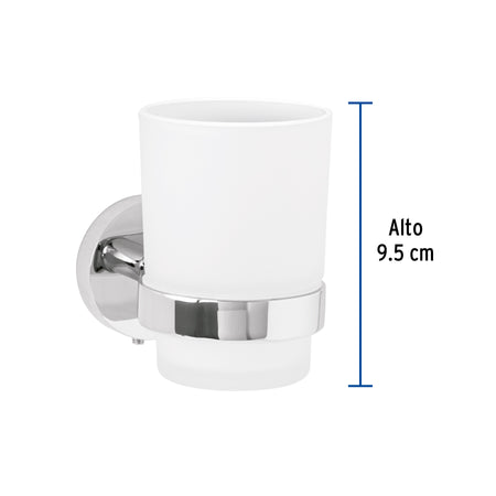 Portavaso cepillero con vaso de vidrio FOSET TUBIG cromo