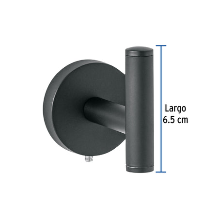 Gancho sencillo metalico acabado negro FOSET TUBIG