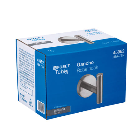 Gancho sencillo metalico acabado satin FOSET TUBIG