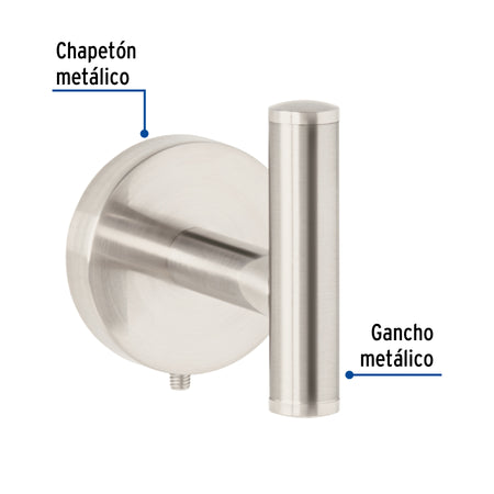 Gancho sencillo metalico acabado satin FOSET TUBIG