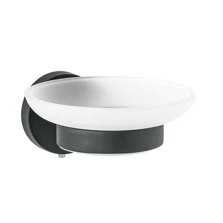 Jabonera metalica con plato de vidrio FOSET TUBIG negro