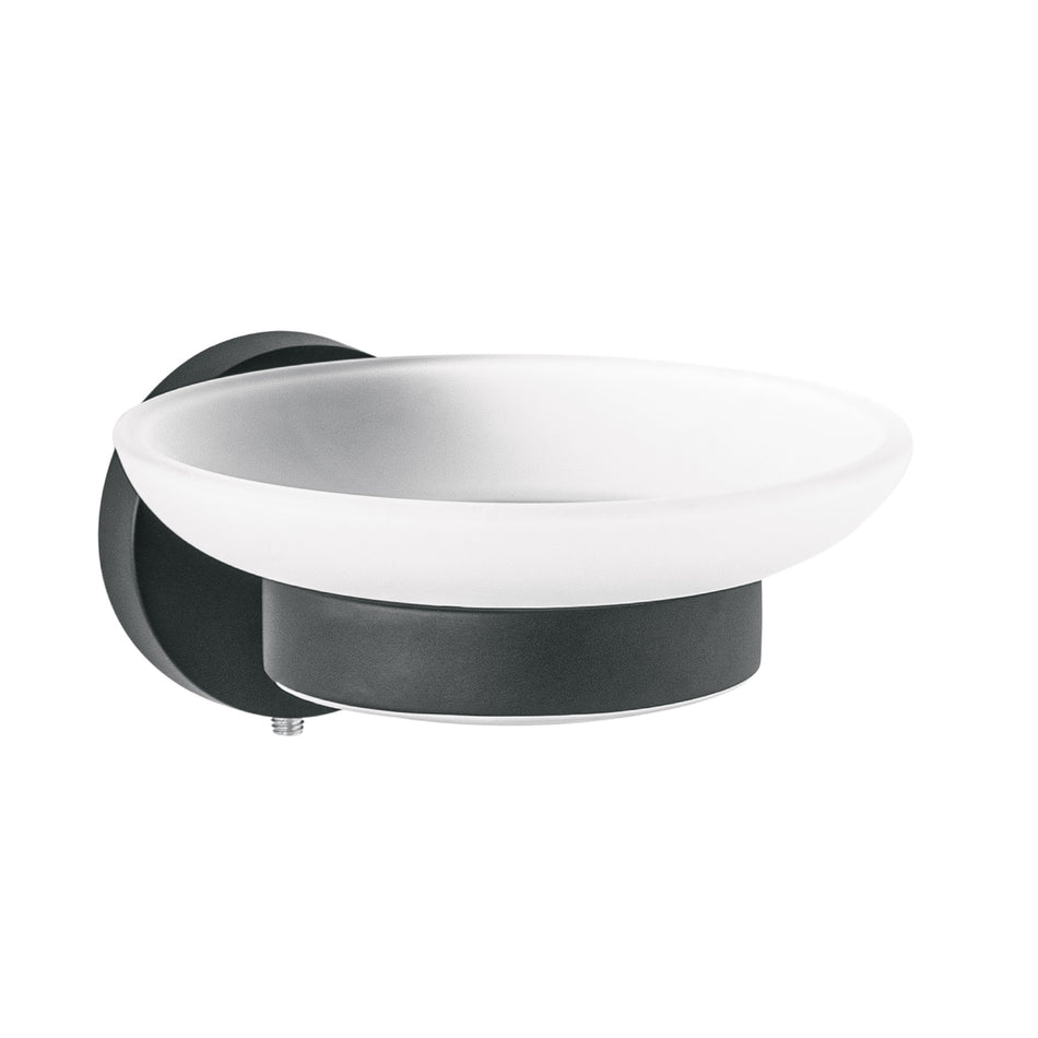 Jabonera metalica con plato de vidrio FOSET TUBIG negro