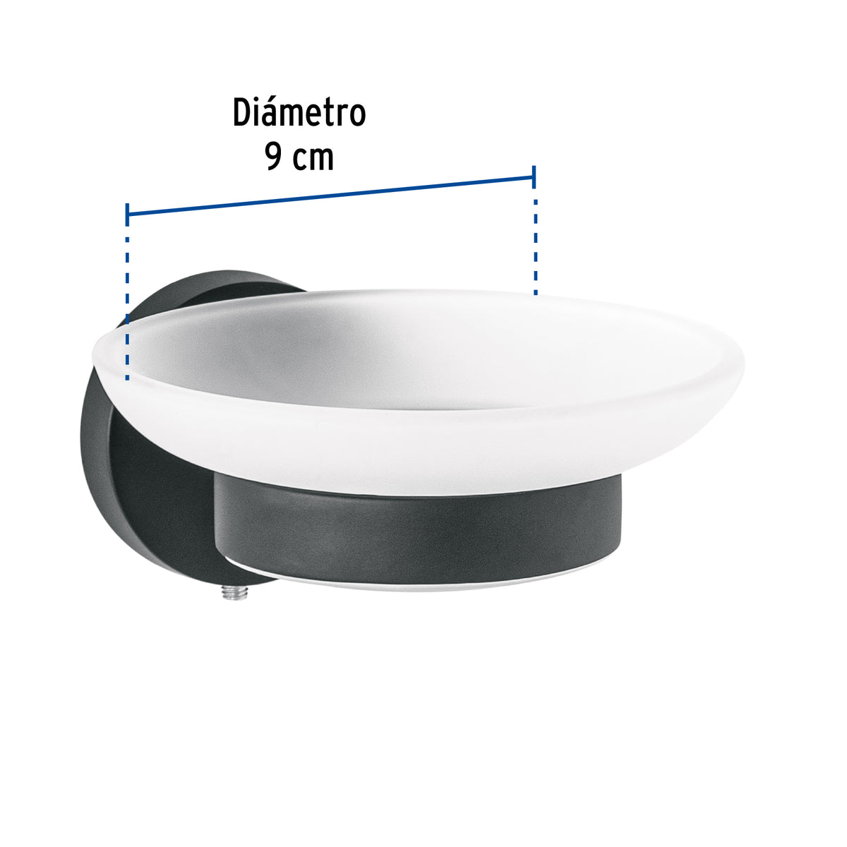 Jabonera metalica con plato de vidrio FOSET TUBIG negro
