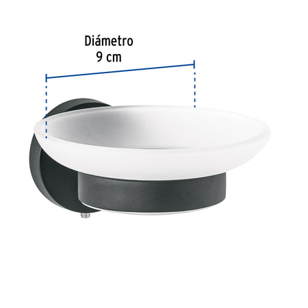 Jabonera metalica con plato de vidrio FOSET TUBIG negro