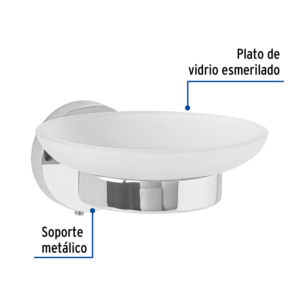 Jabonera metalica con plato de vidrio FOSET TUBIG cromo