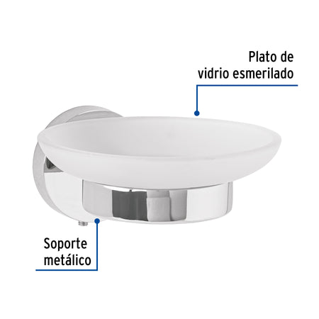 Jabonera metalica con plato de vidrio FOSET TUBIG cromo