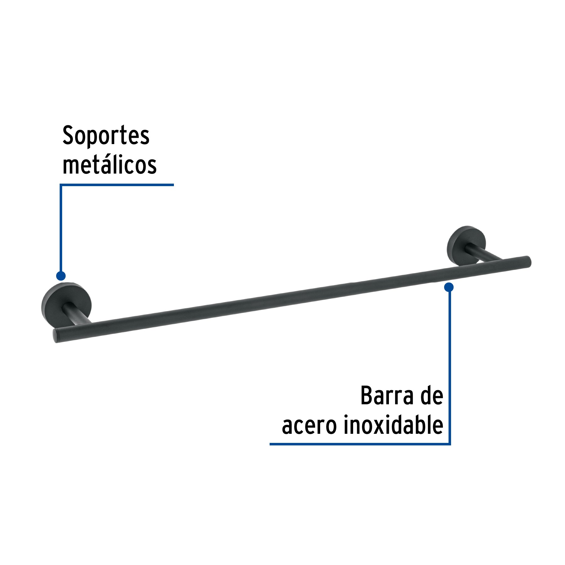 Toallero de barra metalico acabado FOSET TUBIG negro