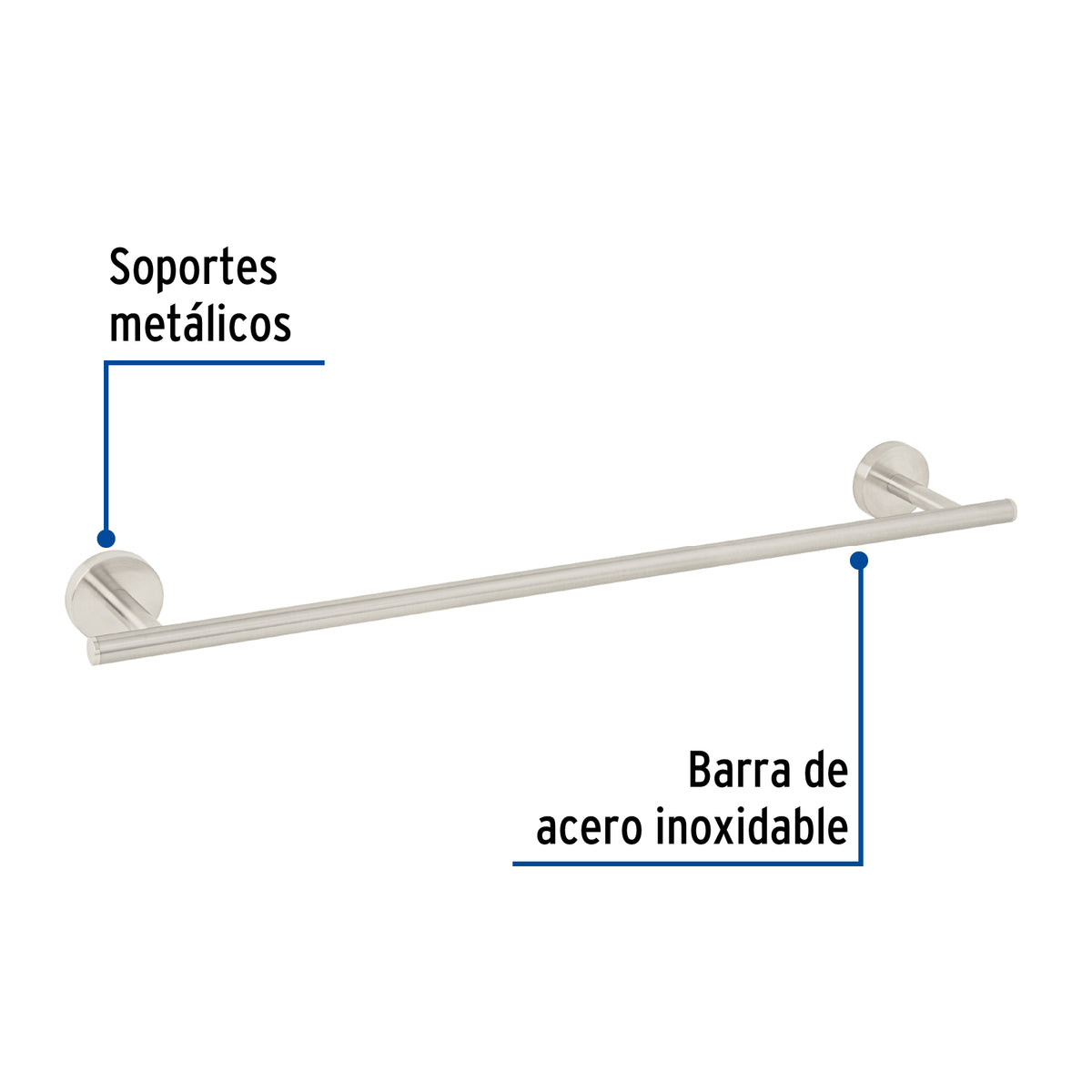 Toallero de barra metalico acabado satin FOSET TUBIG