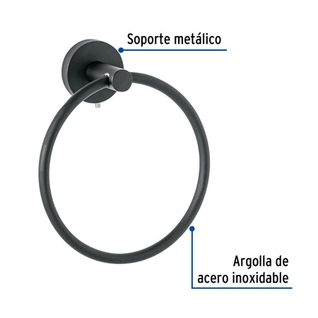 Toallero argolla metalico acabado FOSET TUBIG negro