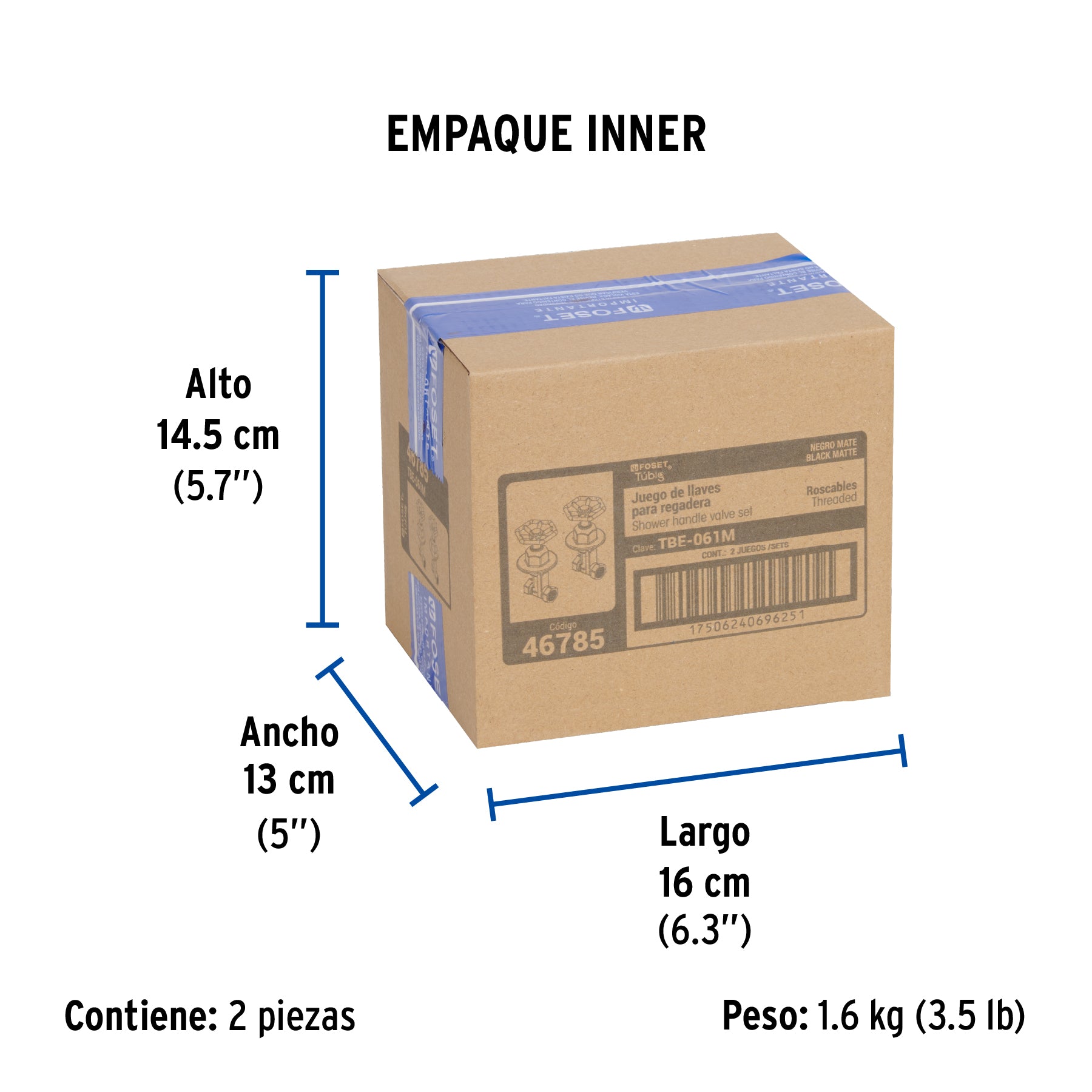 Juego llaves empotrar roscables, volante negro, TÚBIG