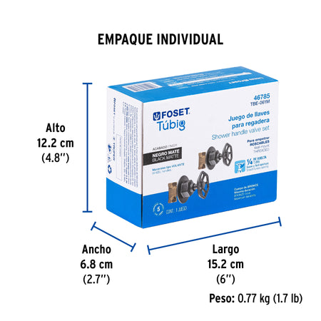 Juego llaves empotrar roscables, volante negro, TÚBIG