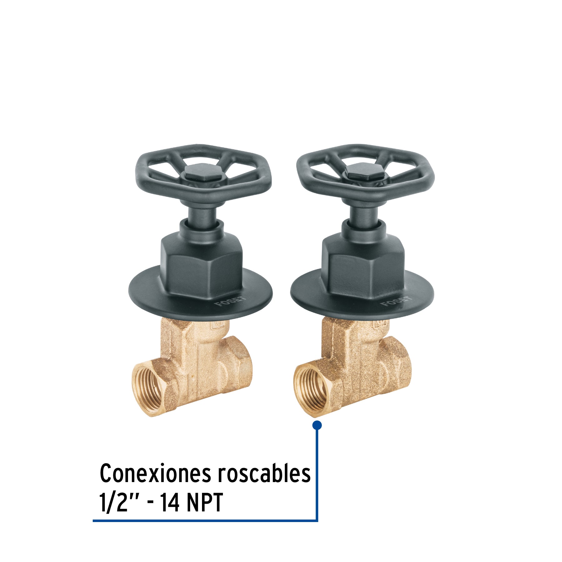 Juego llaves empotrar roscables, volante negro, TÚBIG