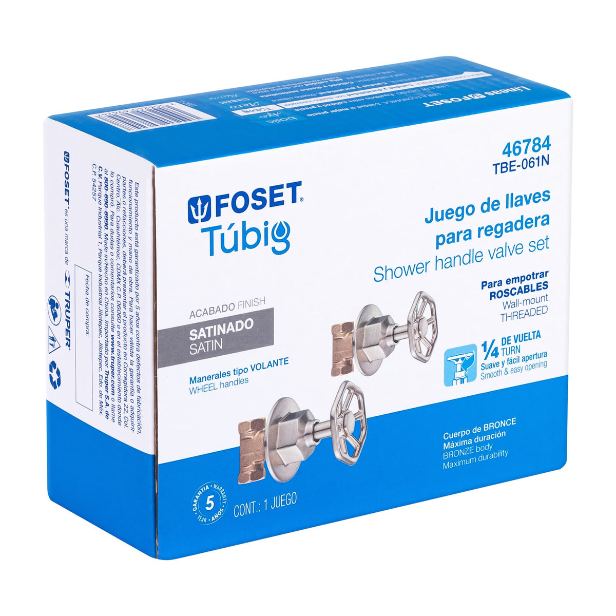 Juego llaves empotrar roscables, volante satín, TÚBIG