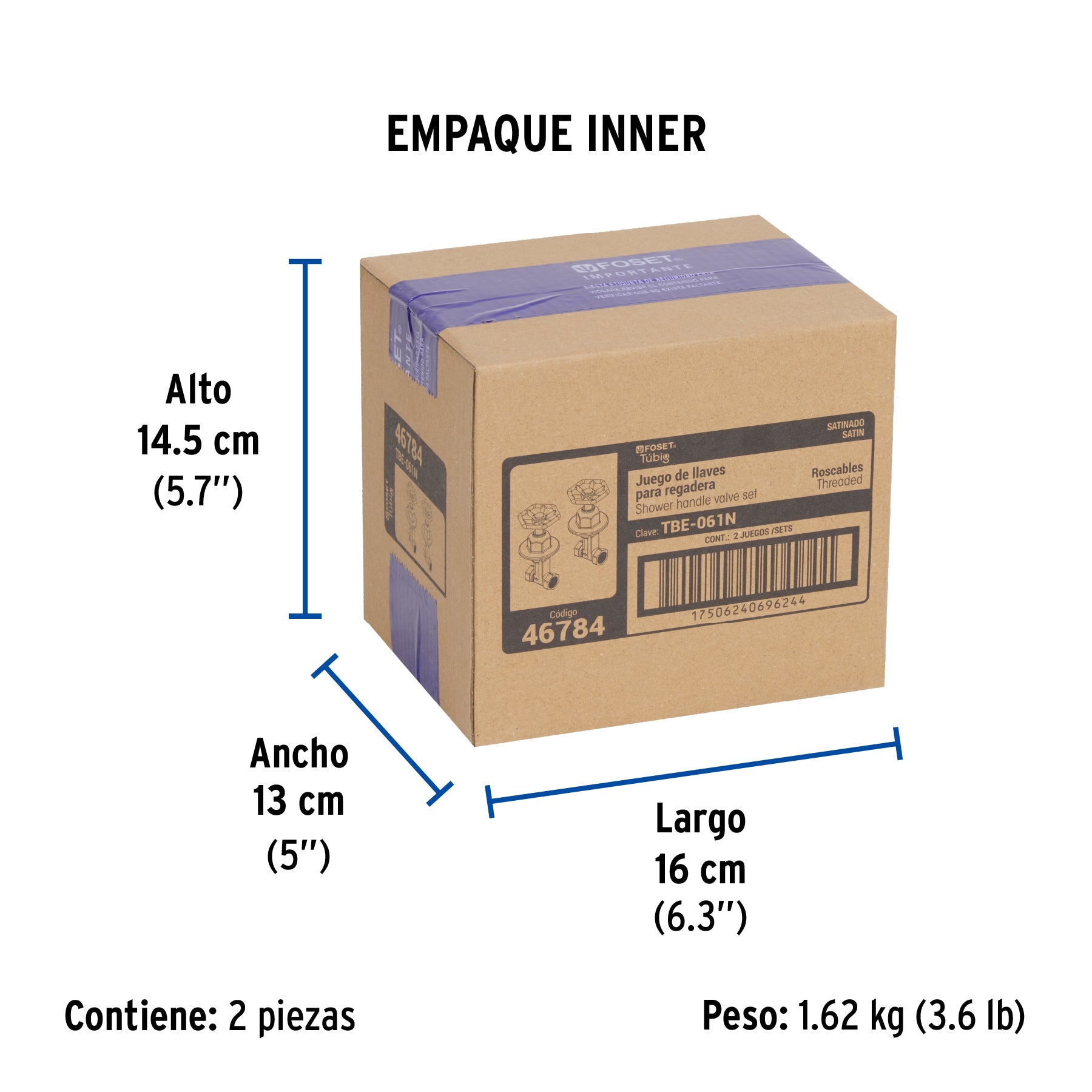 Juego llaves empotrar roscables, volante satín, TÚBIG