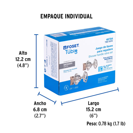 Juego llaves empotrar roscables, volante satín, TÚBIG