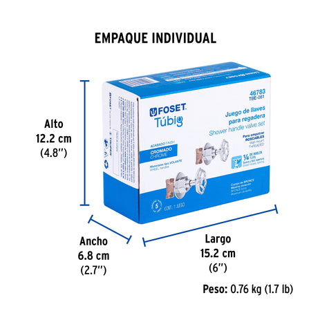 Juego llaves empotrar roscables, volante cromo, TÚBIG