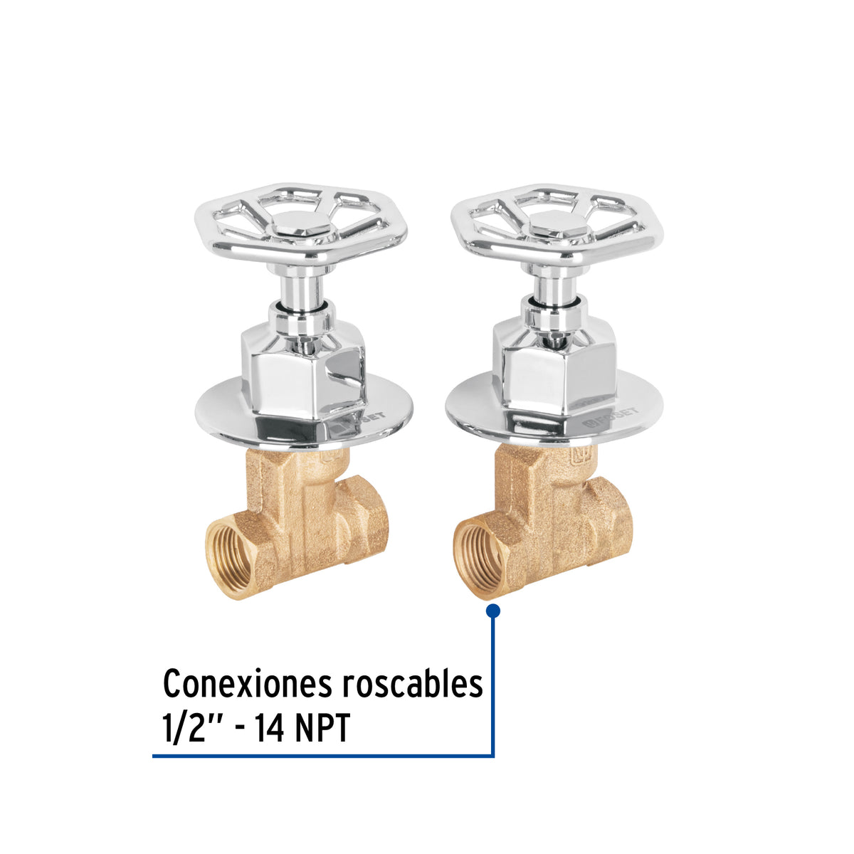 Juego llaves empotrar roscables, volante cromo, TÚBIG