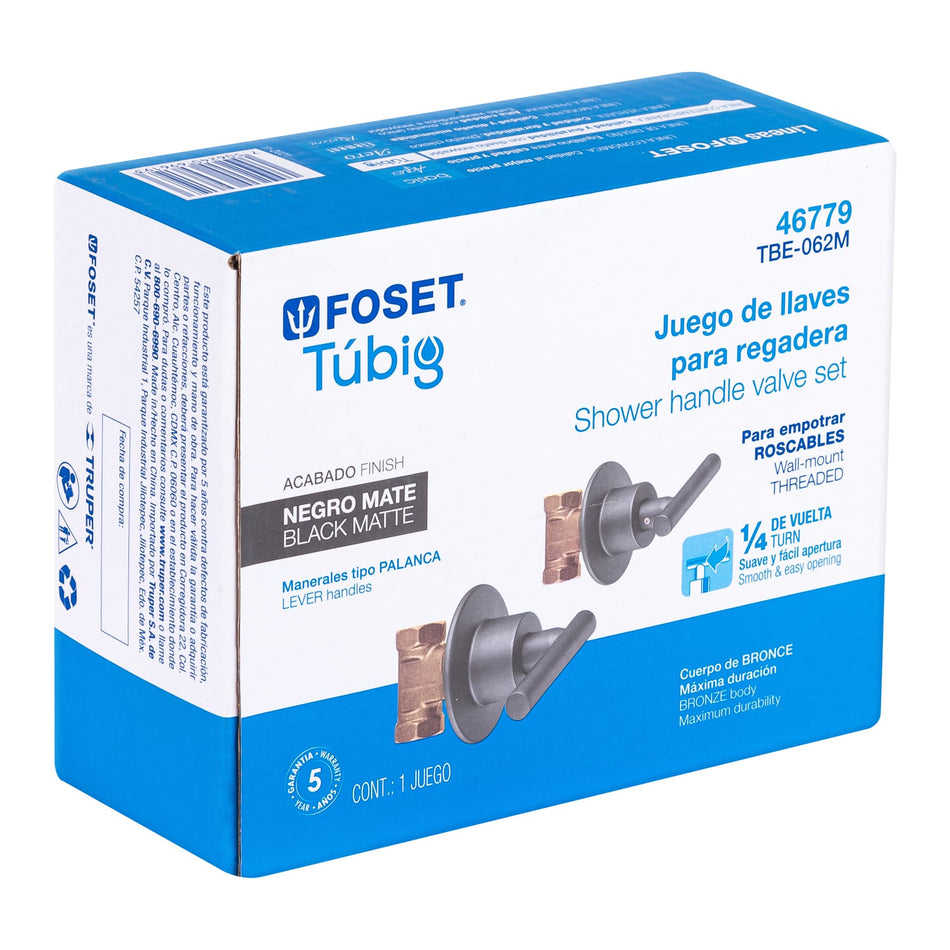 Juego llaves empotrar roscables palanca TUBIG negro