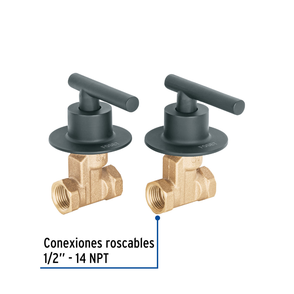 Juego llaves empotrar roscables palanca TUBIG negro