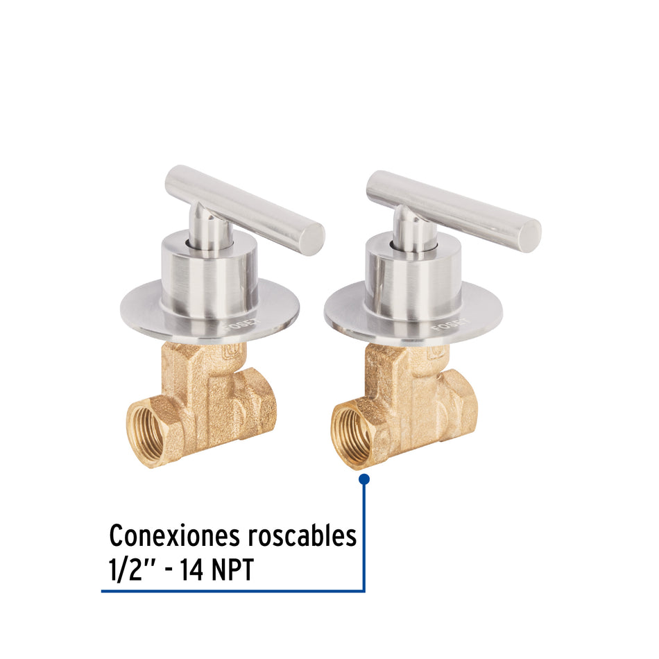 Juego llaves empotrar roscables, palanca satín, TÚBIG