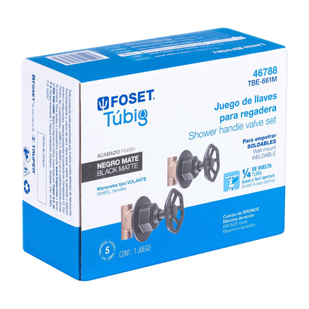 Juego llaves empotrar soldables, volante negro, TÚBIG