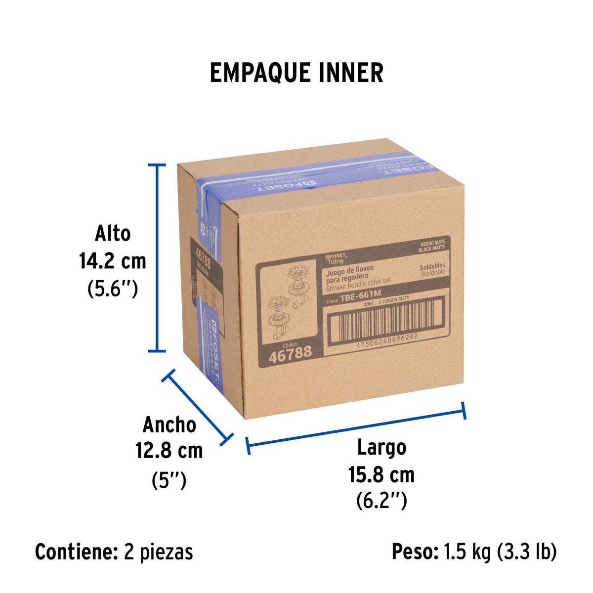 Juego llaves empotrar soldables, volante negro, TÚBIG