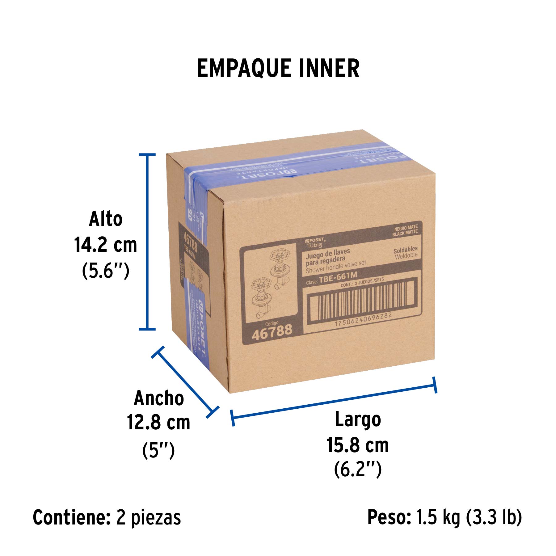 Juego llaves empotrar soldables, volante negro, TÚBIG