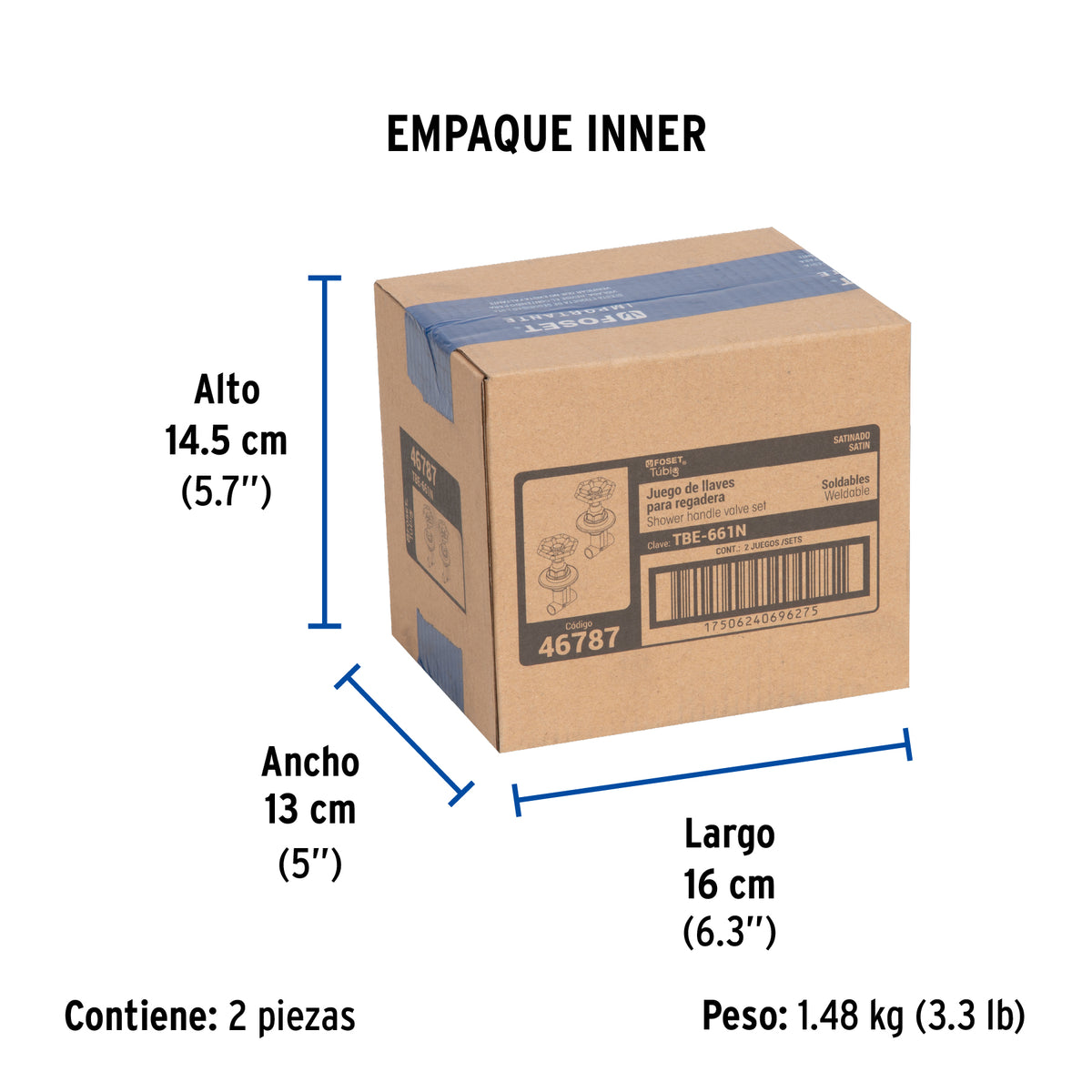 Juego llaves empotrar soldables, volante satín, TÚBIG