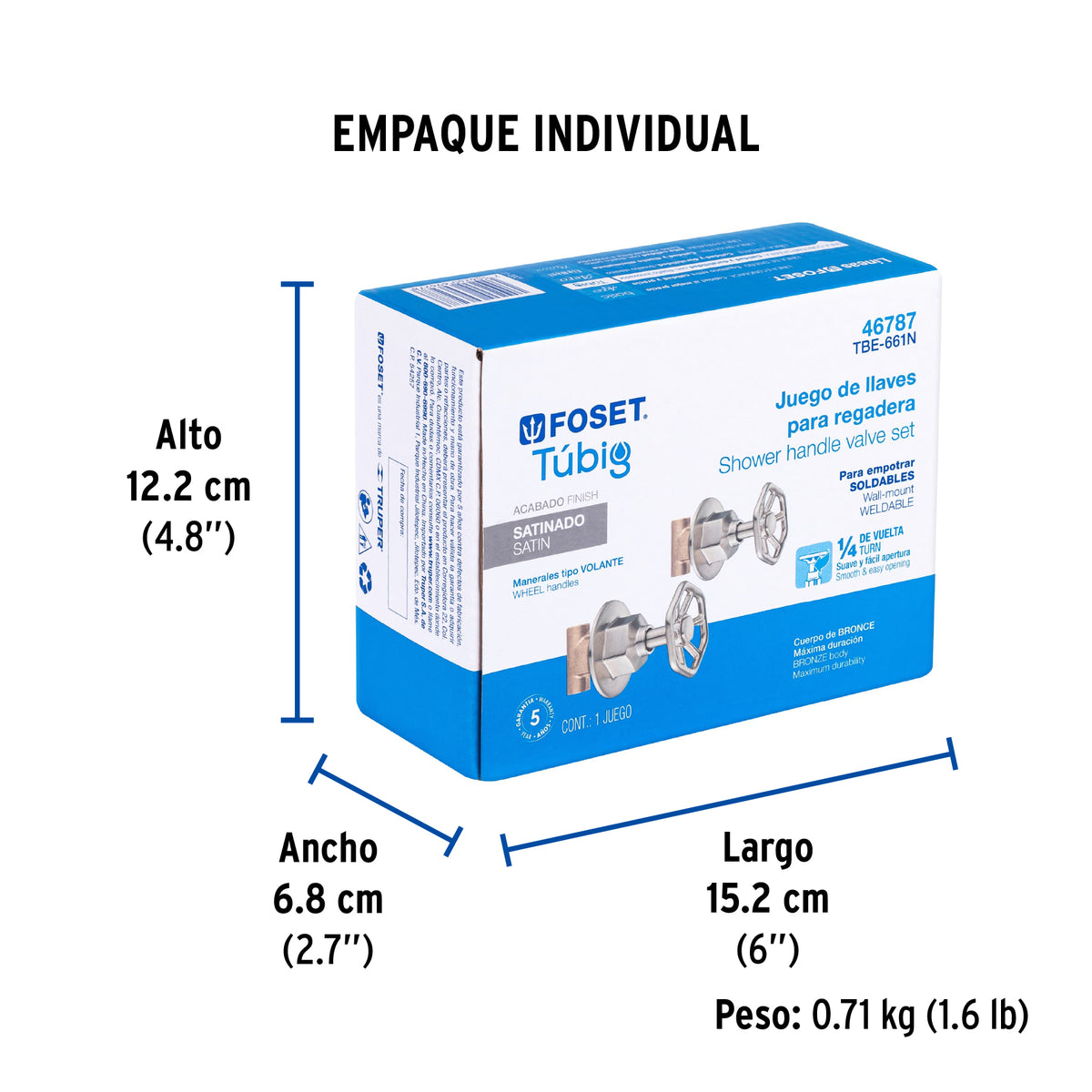 Juego llaves empotrar soldables, volante satín, TÚBIG