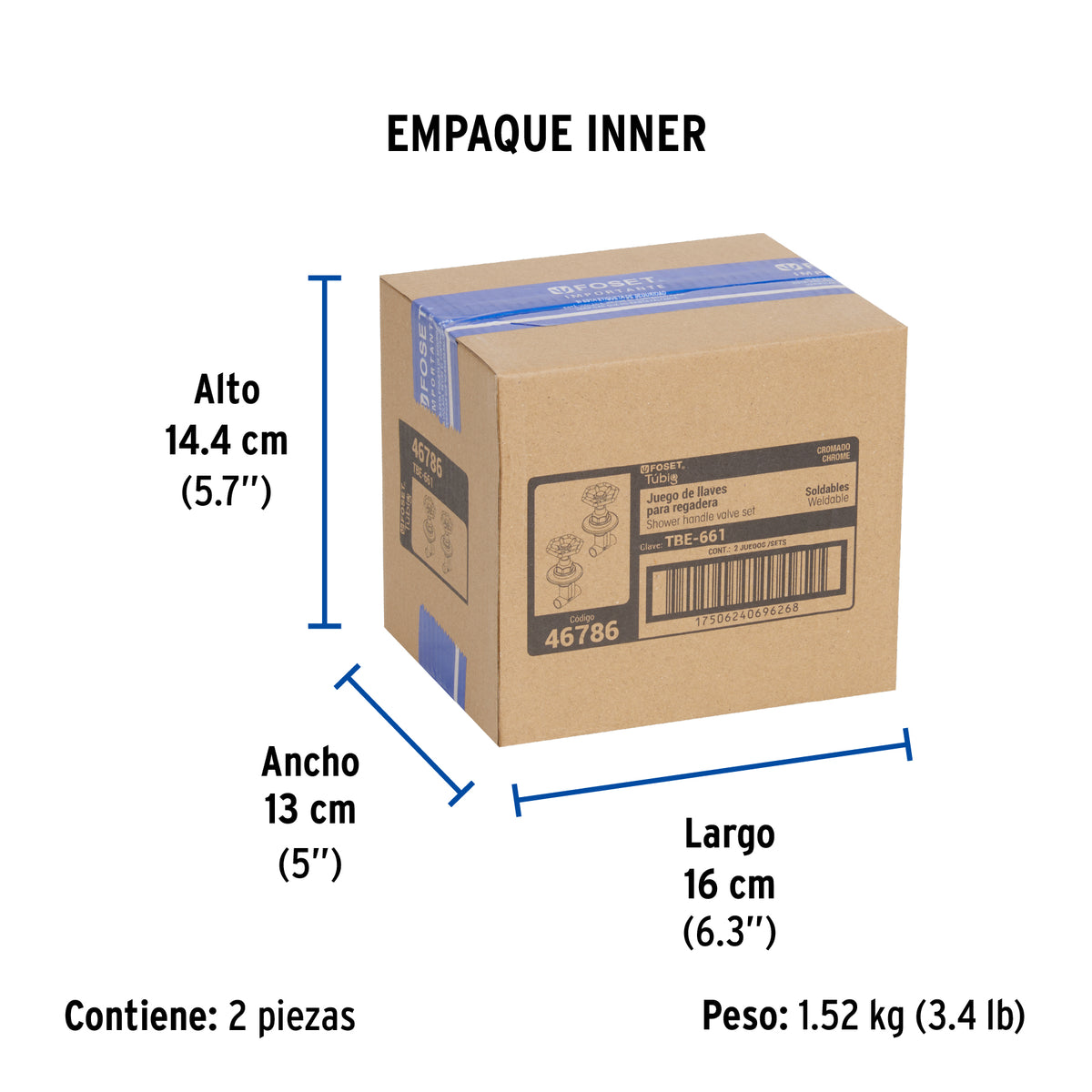 Juego llaves empotrar soldables, volante cromo, TÚBIG