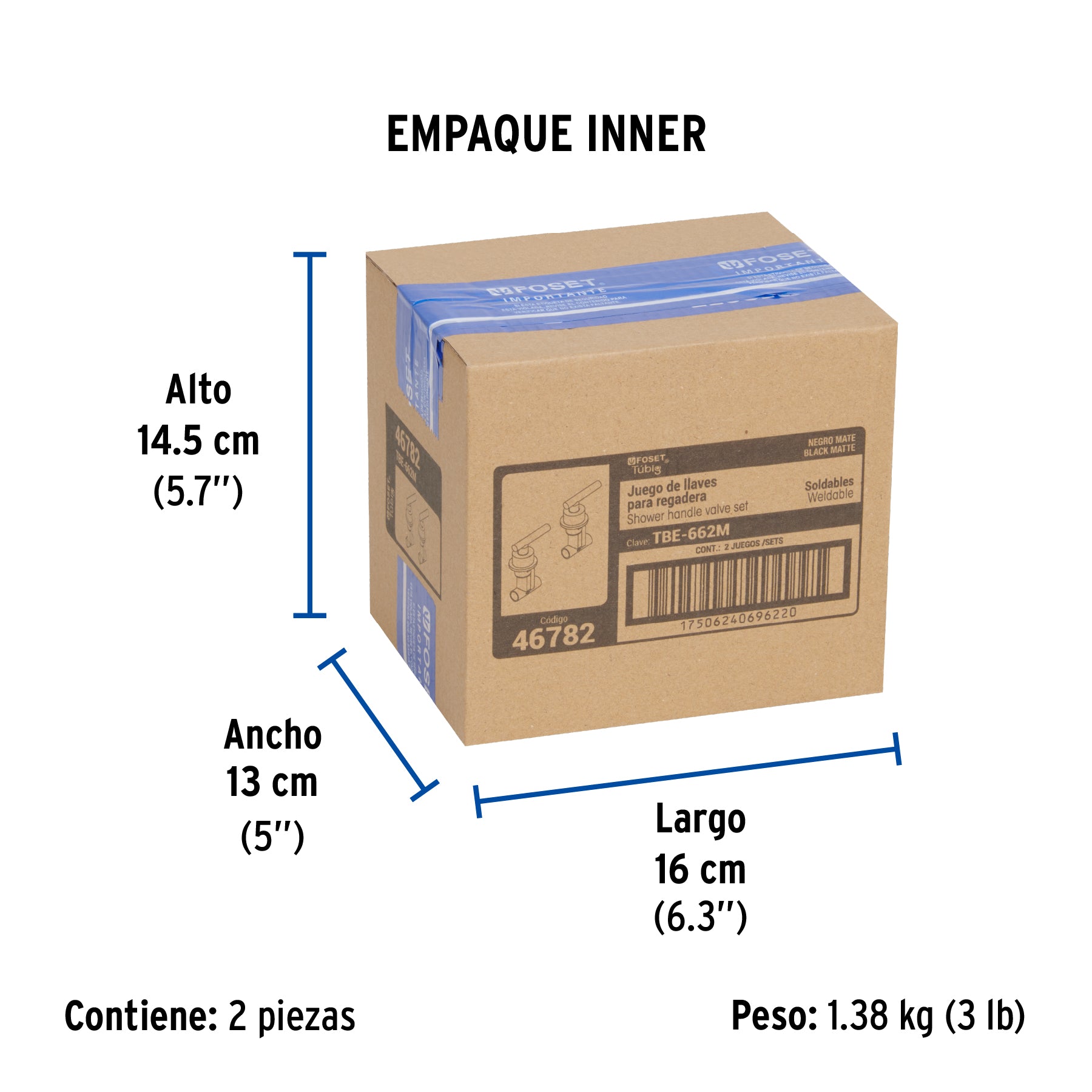 Juego llaves empotrar soldables, palanca negro, TÚBIG