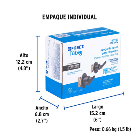 Juego llaves empotrar soldables, palanca negro, TÚBIG