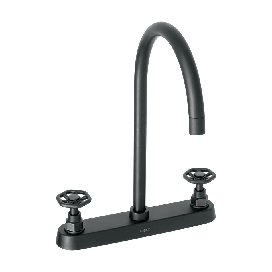 Mezcladora p/fregadero manerales redondos negro mate TUBIG